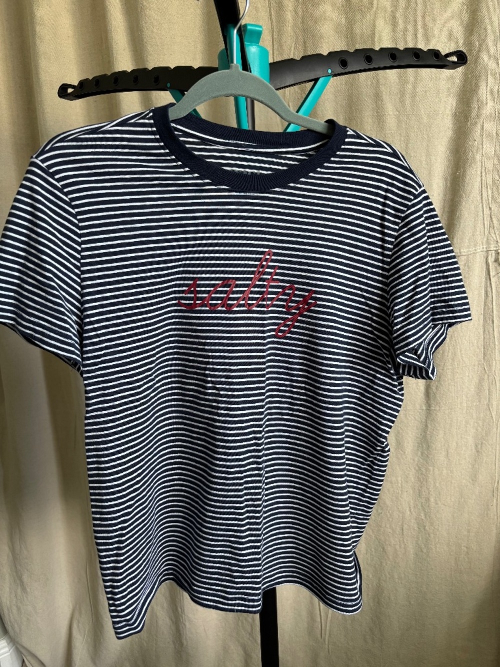 Women's Pact 100% ORGANIC COTTON navy/white striped t- size M